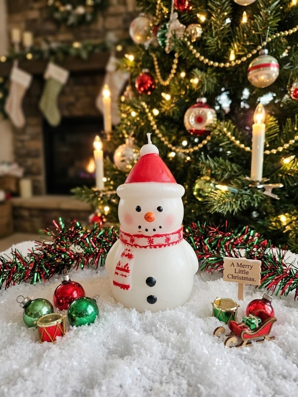 Festive Snowman Candle - New